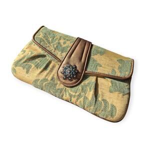 Y2K Victorian Chenille Wristlet Purse with Aurora Borealis Details